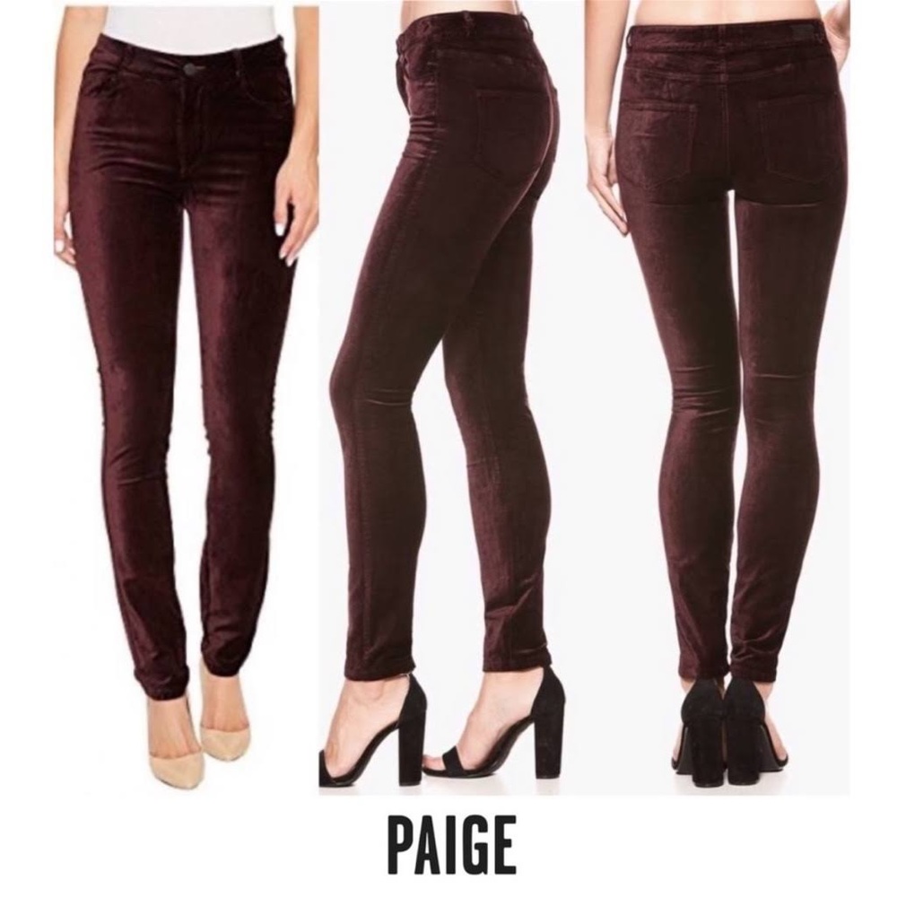 Paige Hoxton Ultra Skinny Wine Velvet Jeans